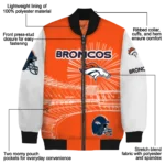 personalized denver broncos ferris arena orange white bomber jacket best selling