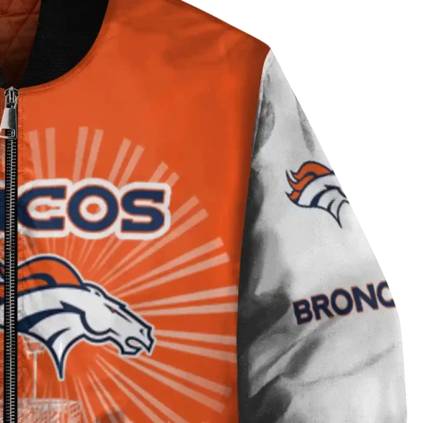 personalized denver broncos ferris arena orange white bomber jacket premium grade