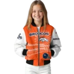 personalized denver broncos ferris arena orange white bomber jacket best selling