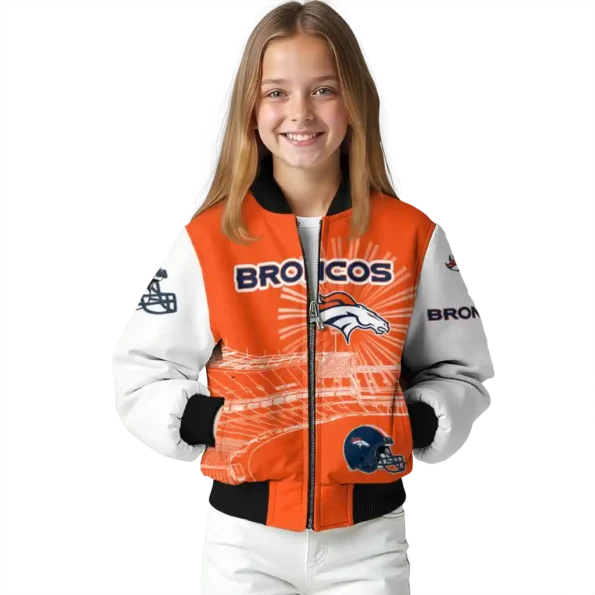 personalized denver broncos ferris arena orange white bomber jacket top rated