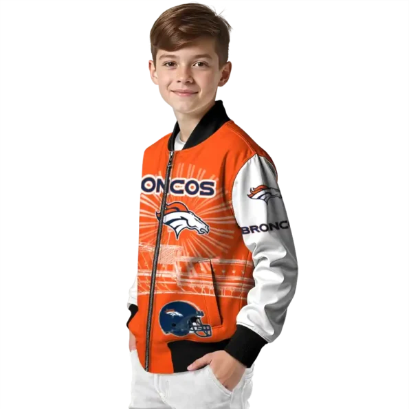 personalized denver broncos ferris arena orange white bomber jacket trendy