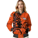 personalized denver broncos hexagon cluster orange black varsity jacket best selling.webp