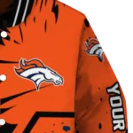 personalized denver broncos hexagon cluster orange black varsity jacket best selling.webp