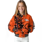 personalized denver broncos hexagon cluster orange black varsity jacket best selling.webp