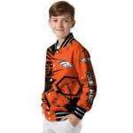 personalized denver broncos hexagon cluster orange black varsity jacket best selling.webp