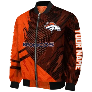 personalized denver broncos hexagon mesh orange black bomber jacket best selling