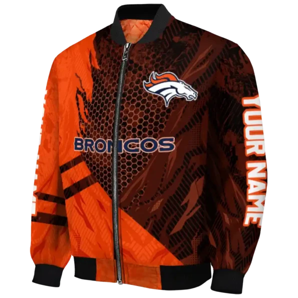 personalized denver broncos hexagon mesh orange black bomber jacket best selling
