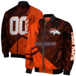 personalized denver broncos hexagon mesh orange black bomber jacket best selling