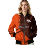 personalized denver broncos hexagon mesh orange black bomber jacket best selling