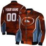 personalized denver broncos power plate orange bomber jacket best selling