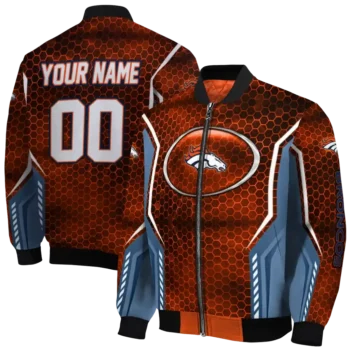 personalized denver broncos power plate orange bomber jacket fashion forward