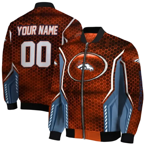 personalized denver broncos power plate orange bomber jacket fashion forward