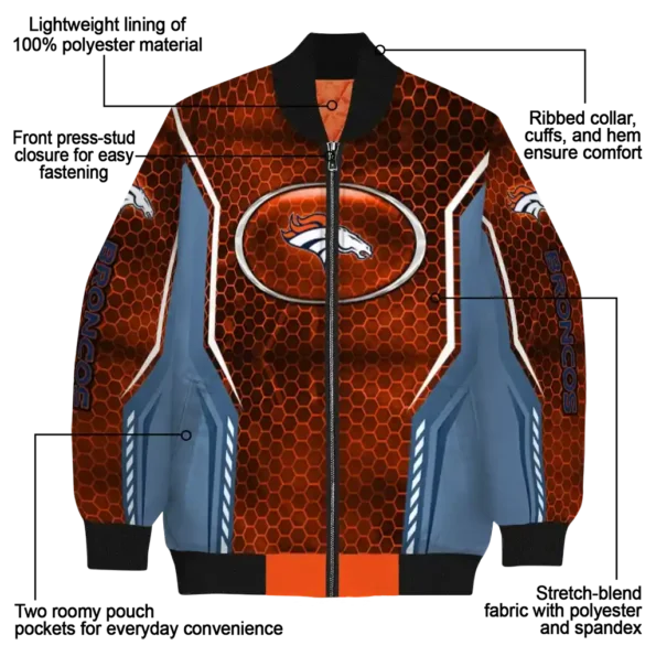 personalized denver broncos power plate orange bomber jacket new arrival