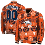 personalized denver broncos pyramid shapes orange varsity jacket best selling.webp