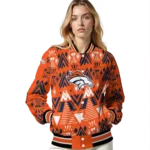 personalized denver broncos pyramid shapes orange varsity jacket best selling.webp