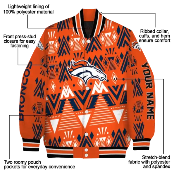 personalized denver broncos pyramid shapes orange varsity jacket new arrival.webp