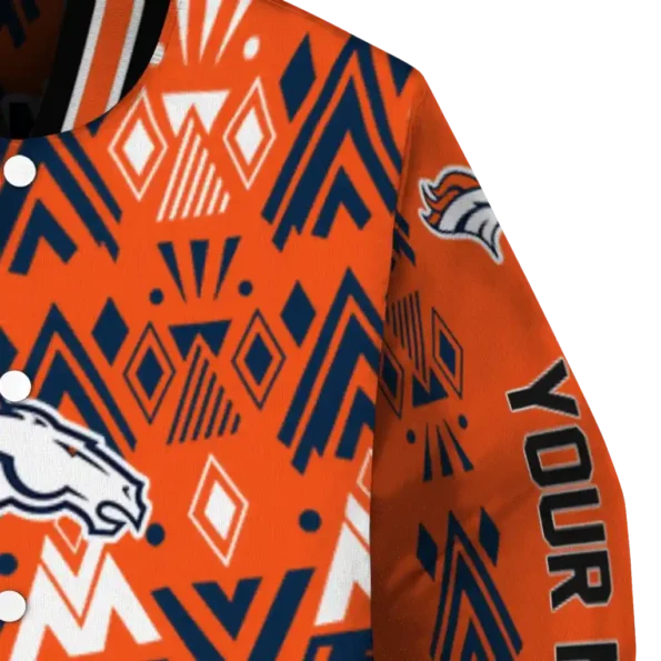 personalized denver broncos pyramid shapes orange varsity jacket premium grade.webp