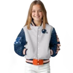 personalized denver broncos speckled arms orange gray varsity jacket best selling.webp