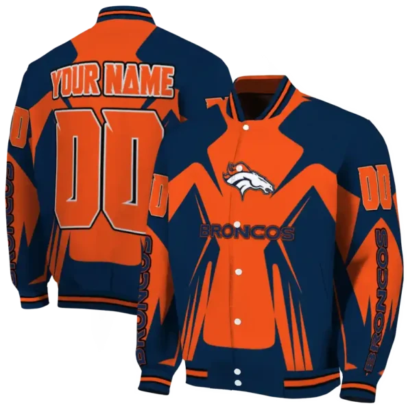 personalized denver broncos spider mark orange red crocs varsity jacket fashion forward.webp