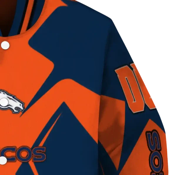 personalized denver broncos spider mark orange red crocs varsity jacket premium grade.webp