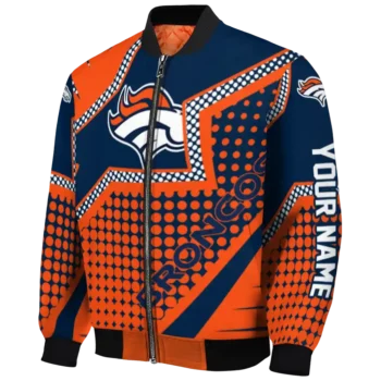 personalized denver broncos star burst orange bomber jacket best selling