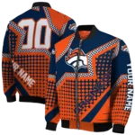 personalized denver broncos star burst orange bomber jacket best selling