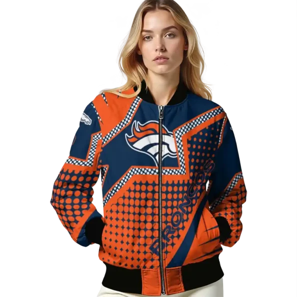 personalized denver broncos star burst orange bomber jacket latest model