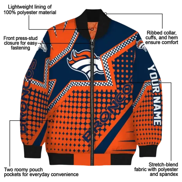 personalized denver broncos star burst orange bomber jacket new arrival