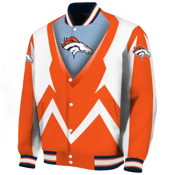 personalized denver broncos v stripes orange white varsity jacket best selling.webp