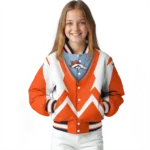 personalized denver broncos v stripes orange white varsity jacket best selling.webp