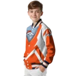 personalized denver broncos v stripes orange white varsity jacket best selling.webp
