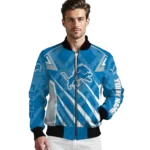 personalized detroit lions chevron angles blue bomber jacket best selling