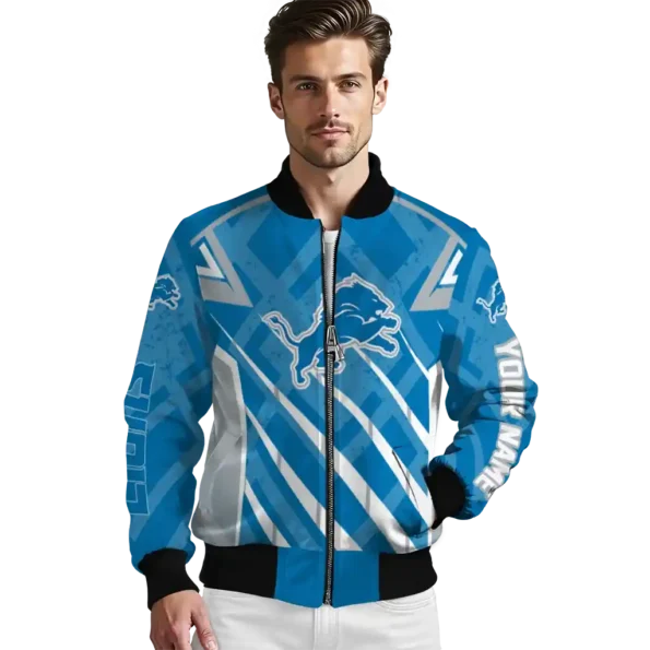 personalized detroit lions chevron angles blue bomber jacket high quality