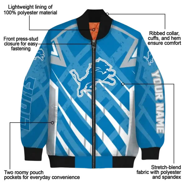 personalized detroit lions chevron angles blue bomber jacket new arrival