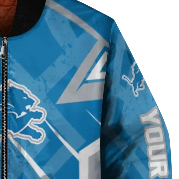 personalized detroit lions chevron angles blue bomber jacket premium grade
