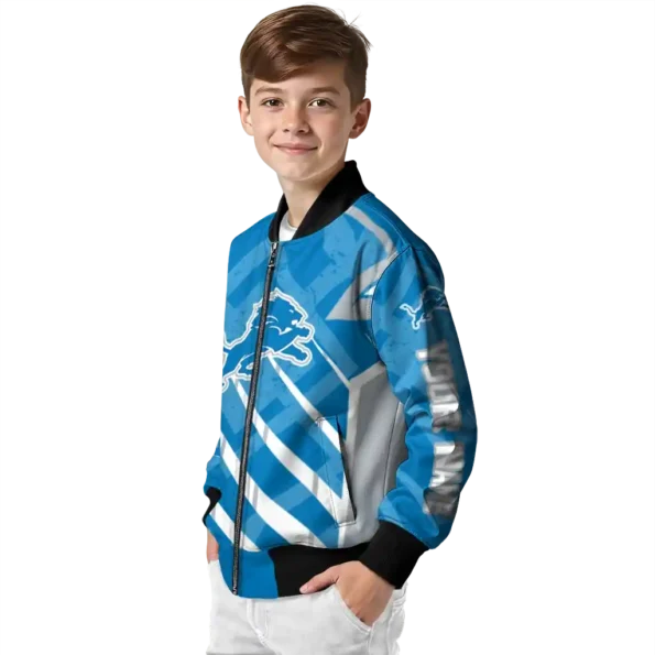 personalized detroit lions chevron angles blue bomber jacket trendy