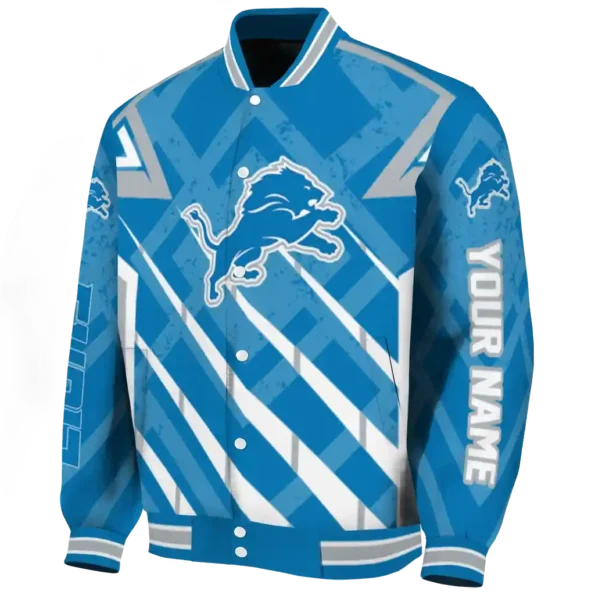 personalized detroit lions chevron angles blue varsity jacket best selling.webp