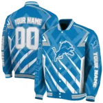 personalized detroit lions chevron angles blue varsity jacket best selling.webp