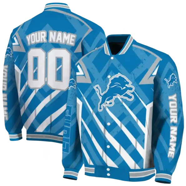 personalized detroit lions chevron angles blue varsity jacket fashion forward.webp