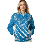 personalized detroit lions chevron angles blue varsity jacket best selling.webp