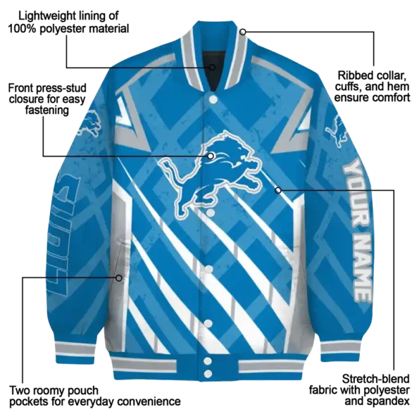 personalized detroit lions chevron angles blue varsity jacket new arrival.webp