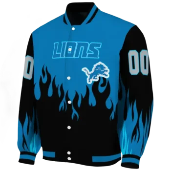 personalized detroit lions flame border blue black varsity jacket best selling.webp