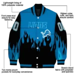 personalized detroit lions flame border blue black varsity jacket best selling.webp