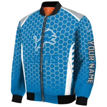 personalized detroit lions hexagon grid blue bomber jacket best selling