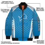 personalized detroit lions hexagon grid blue bomber jacket best selling