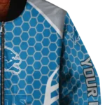 personalized detroit lions hexagon grid blue bomber jacket best selling