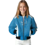 personalized detroit lions hexagon grid blue bomber jacket best selling