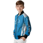 personalized detroit lions hexagon grid blue bomber jacket best selling