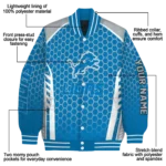 personalized detroit lions hexagon grid blue varsity jacket best selling.webp