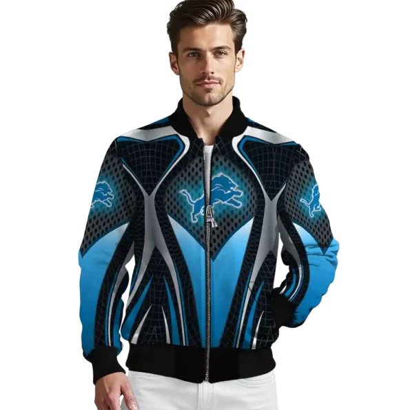 personalized detroit lions mesh chest grey crocs black bomber jacket high quality
